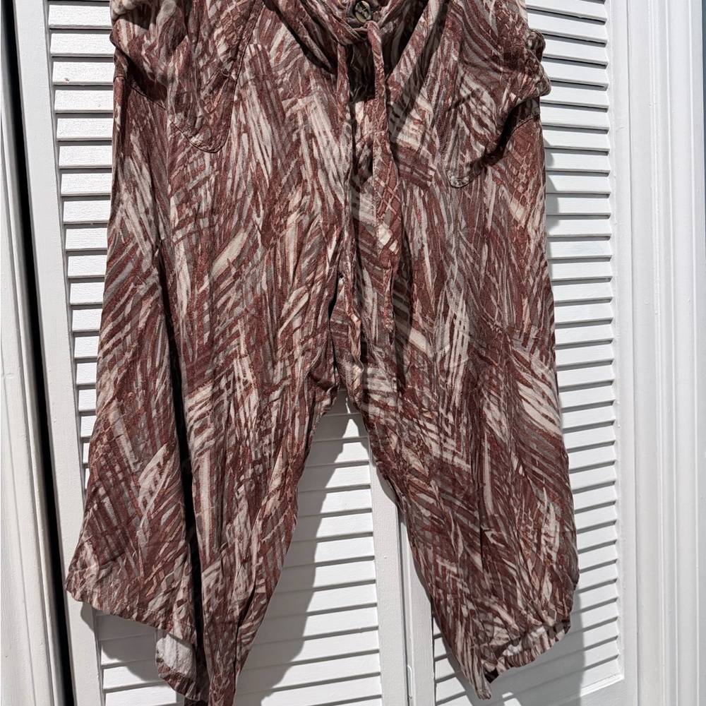 Wit & Wisdom Brown and Cream Printed Harem Pants